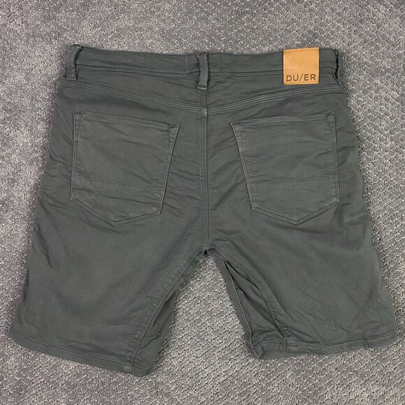DU/ER No Sweat N2X Slim Fit Shorts Men's 36 Green Stretch - Picture 3 of 13
